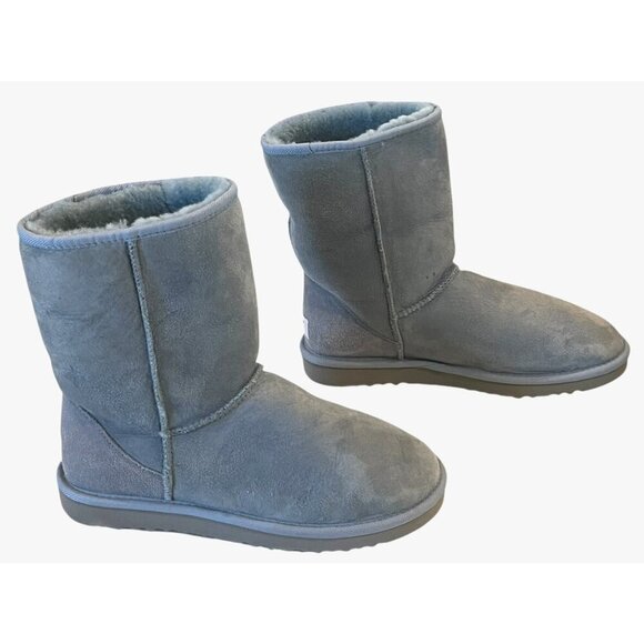 UGG Classic Short Aqua Sea Suede Leather Sheepskin Pull On Boots - Picture 1 of 9
